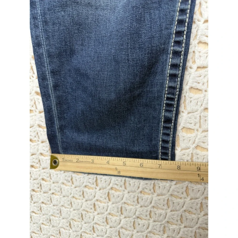 Vigoss Capri Jeans Women Sz 10 W33 L22 Blue Denim  Embroidery Pockets